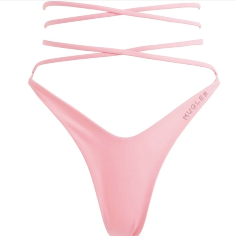 Mugler x HM Pink Tie Bikini Bottom, Exclusive Sz 2, NWT